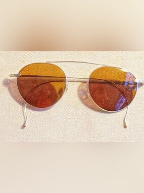 Vintage Mr. Leight Antique Platinum Bridgeless Aviator Sunglasses, Lightweight